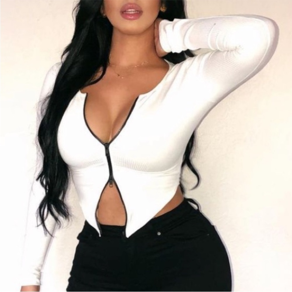 Double zip long sleeve top